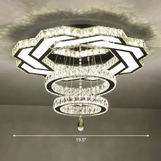 Minimalist Halo Ring Crystal Ceiling Mounted Light For Dining Room Clear / 19.5’ Polygon