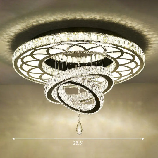 Minimalist Halo Ring Crystal Ceiling Mounted Light For Dining Room Clear / 23.5’ Round