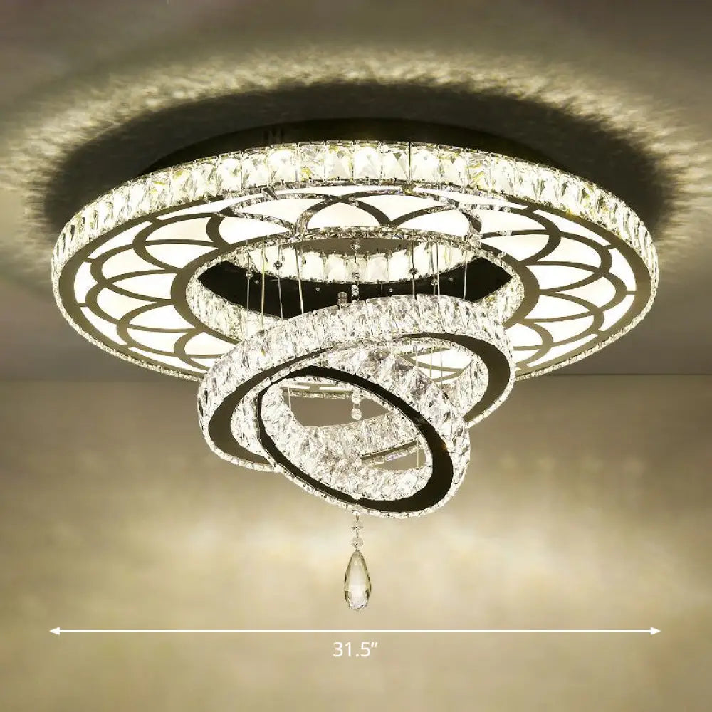 Minimalist Halo Ring Crystal Ceiling Mounted Light For Dining Room Clear / 31.5’ Round