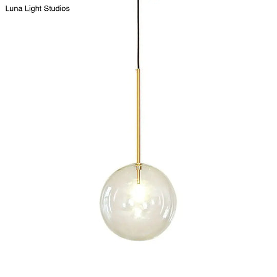 Minimalist Hand-Blown Glass Globe Hanging Lamp - Gold Finish Pendant Light