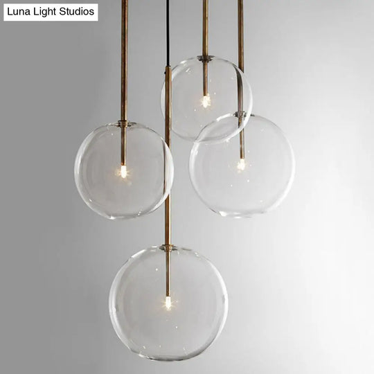 Minimalist Hand-Blown Glass Globe Hanging Lamp - Gold Finish Pendant Light