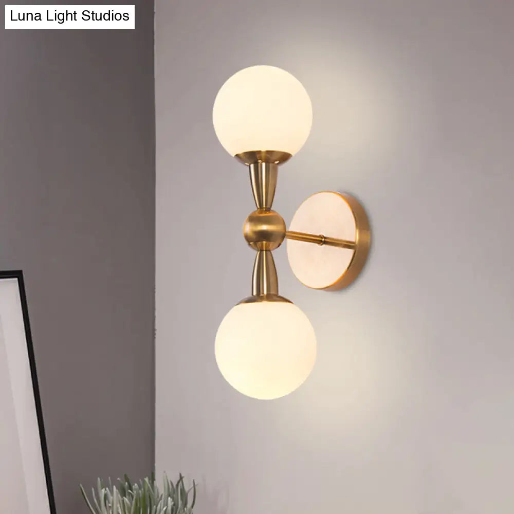 Minimalist Hand-Blown Glass Spherical Wall Sconce With Half-Bulb In Gold - Perfect For Bedrooms