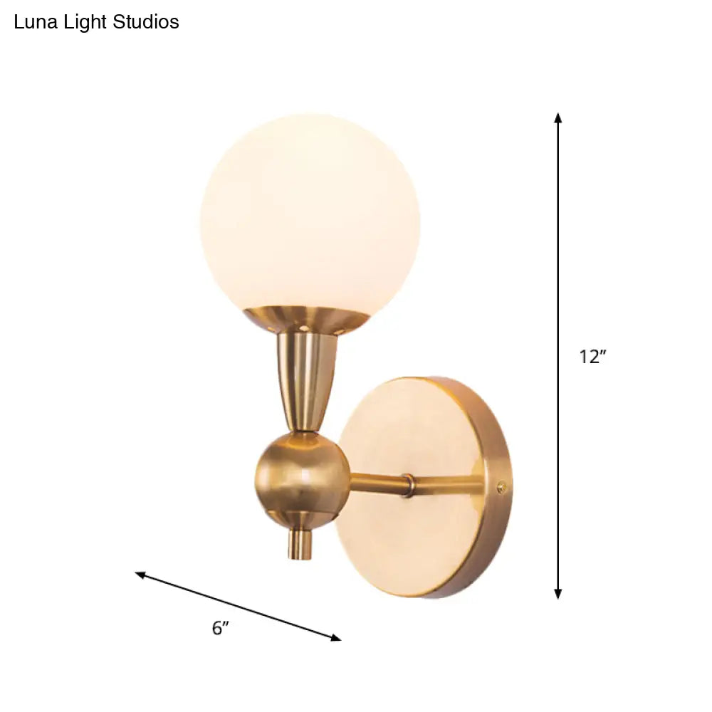 Minimalist Hand-Blown Glass Spherical Wall Sconce With Half-Bulb In Gold - Perfect For Bedrooms