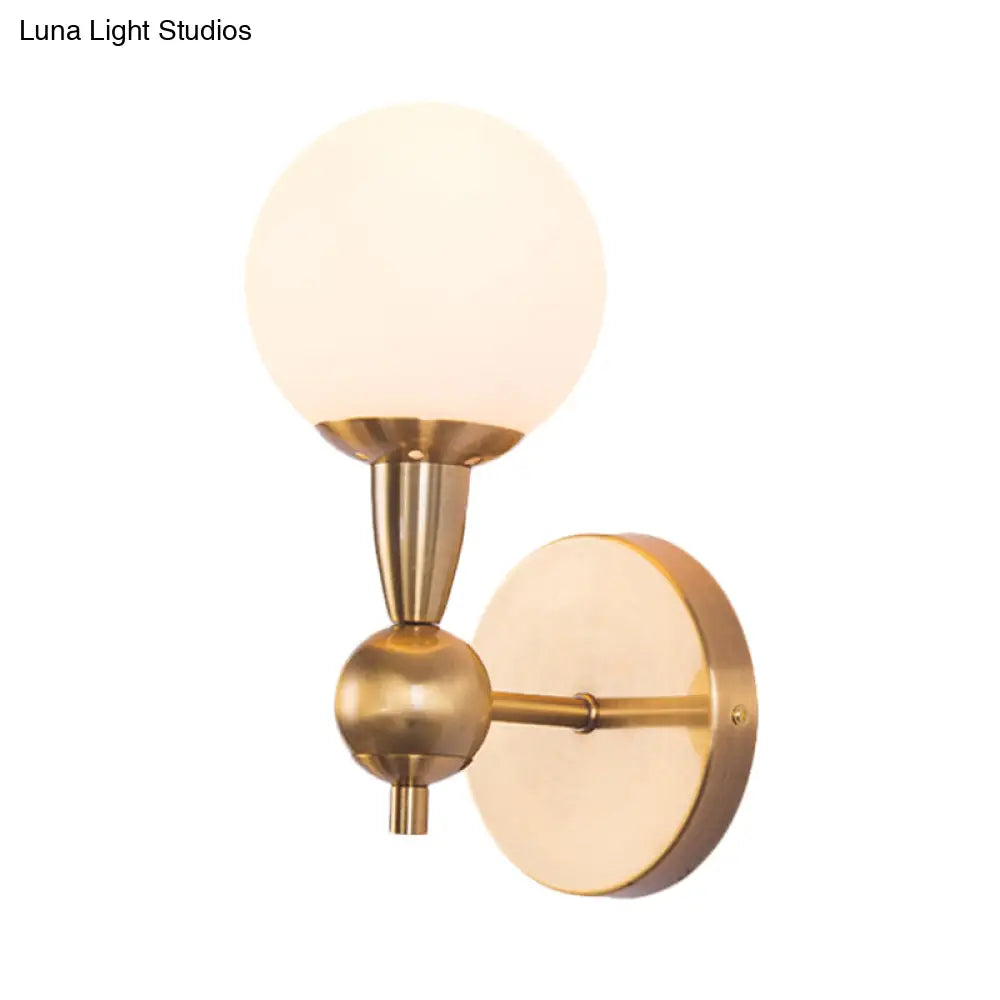 Minimalist Hand-Blown Glass Spherical Wall Sconce With Half-Bulb In Gold - Perfect For Bedrooms