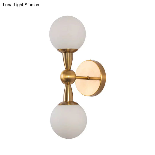 Minimalist Hand-Blown Glass Spherical Wall Sconce With Half-Bulb In Gold - Perfect For Bedrooms