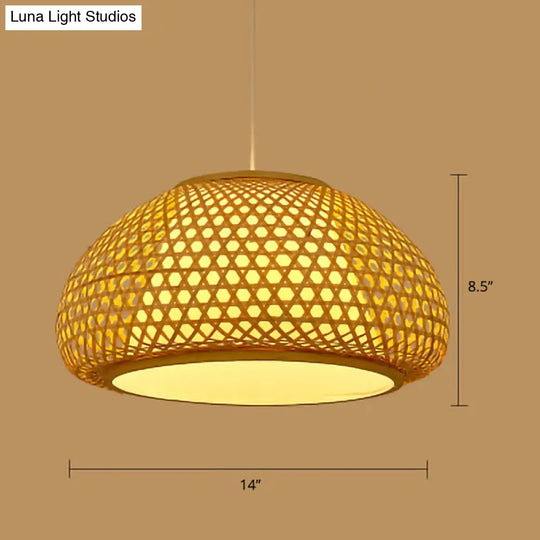 Sleek Handwoven Wood Suspension Light - Minimalist Rattan Pendant Ceiling Lamp