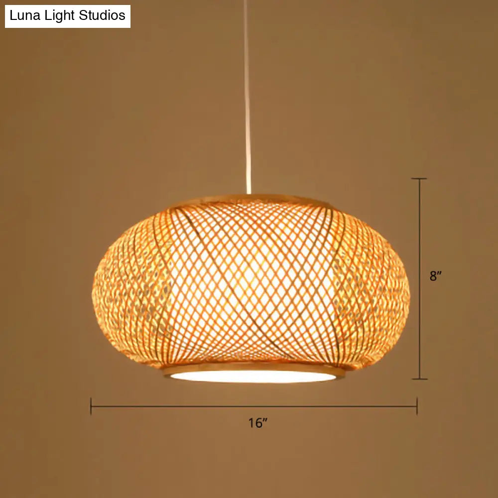 Minimalist Handwoven Rattan Pendant Ceiling Light - Wood Suspension Lighting