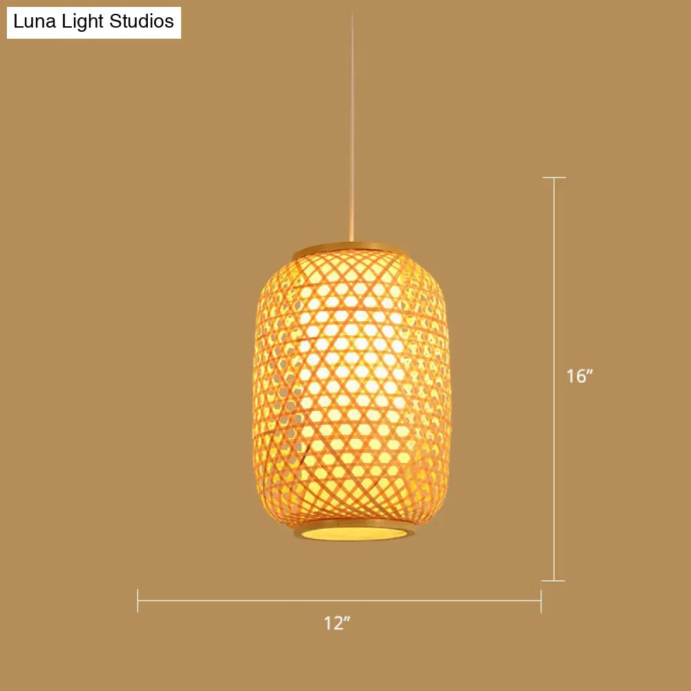 Minimalist Handwoven Rattan Pendant Ceiling Light - Wood Suspension Lighting