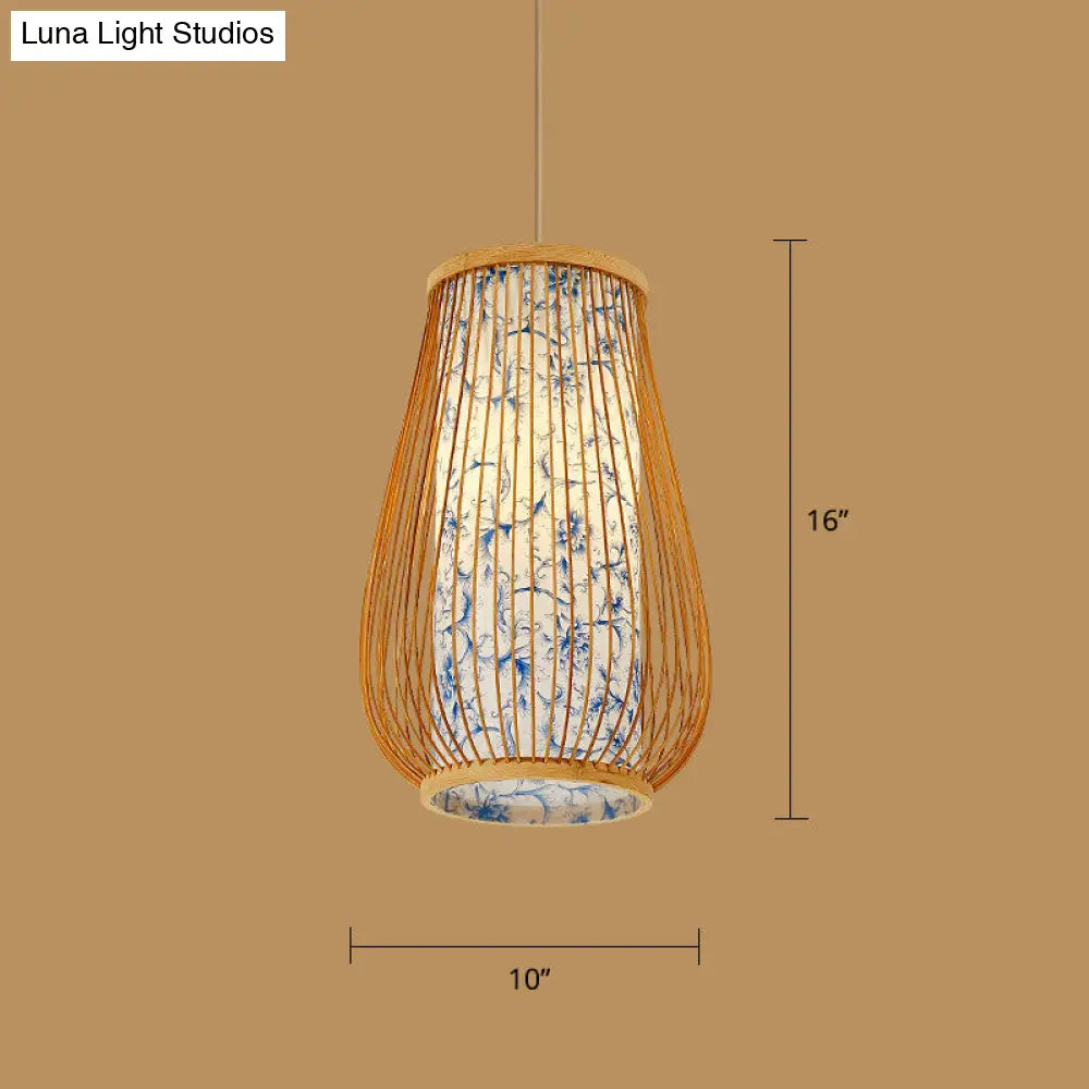 Sleek Handwoven Wood Suspension Light - Minimalist Rattan Pendant Ceiling Lamp