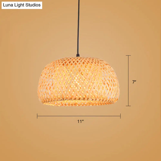 Minimalist Handwoven Rattan Pendant Ceiling Light - Wood Suspension Lighting