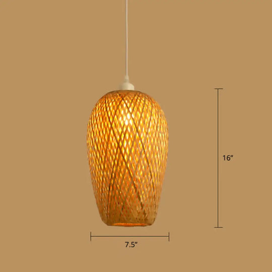 Minimalist Handwoven Rattan Pendant Ceiling Light - Wood Suspension Lighting / D