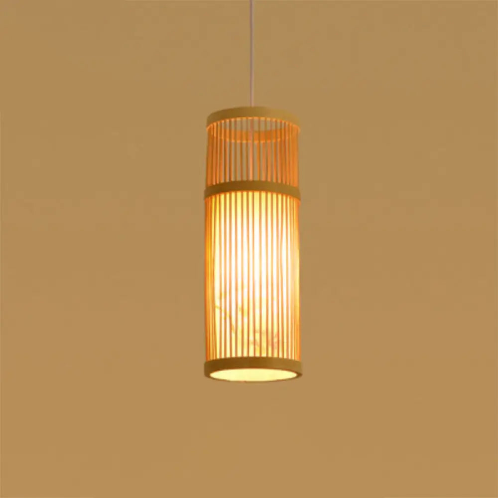 Minimalist Handwoven Rattan Pendant Ceiling Light - Wood Suspension Lighting / F