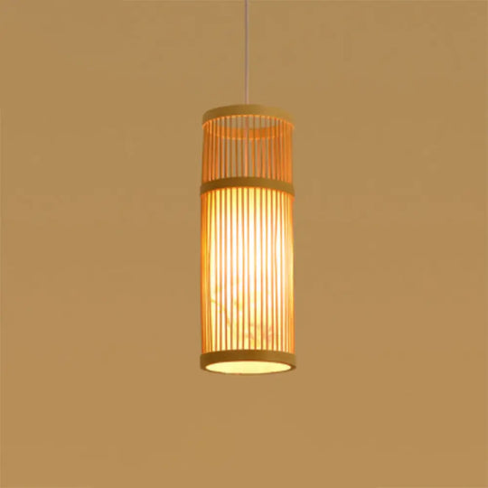 Minimalist Handwoven Rattan Pendant Ceiling Light - Wood Suspension Lighting / F