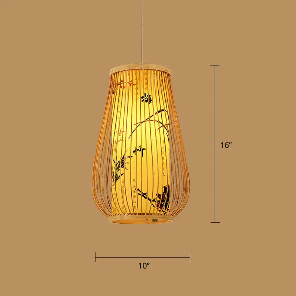 Minimalist Handwoven Rattan Pendant Ceiling Light - Wood Suspension Lighting / I