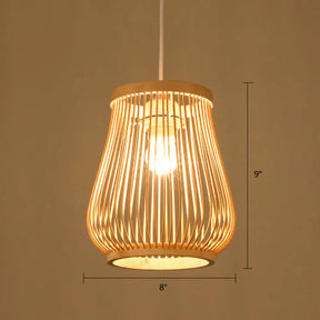 Minimalist Handwoven Rattan Pendant Ceiling Light - Wood Suspension Lighting / L