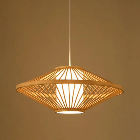 Minimalist Handwoven Rattan Pendant Ceiling Light - Wood Suspension Lighting / M