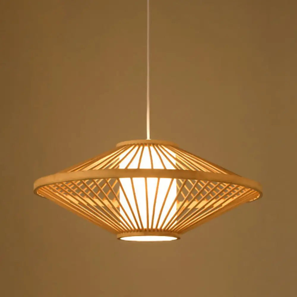 Minimalist Handwoven Rattan Pendant Ceiling Light - Wood Suspension Lighting / M