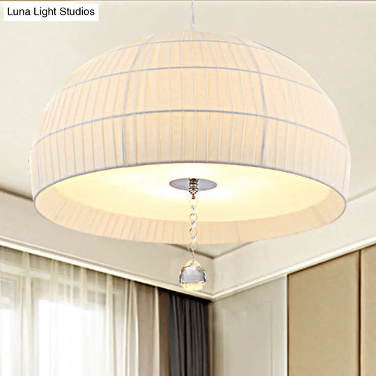 Modern Minimalist Domed Hanging Light With 5 Acrylic Diffuser Lights - Bedroom Chandelier In White