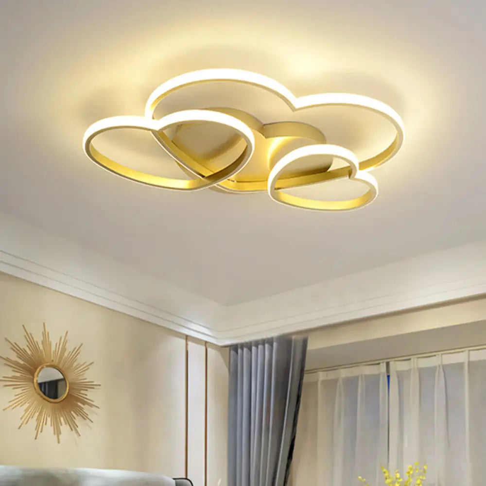 Minimalist Heart Design Led Flush Mount Ceiling Light Fixture - Acrylic White/Pink/Gold Finish Gold