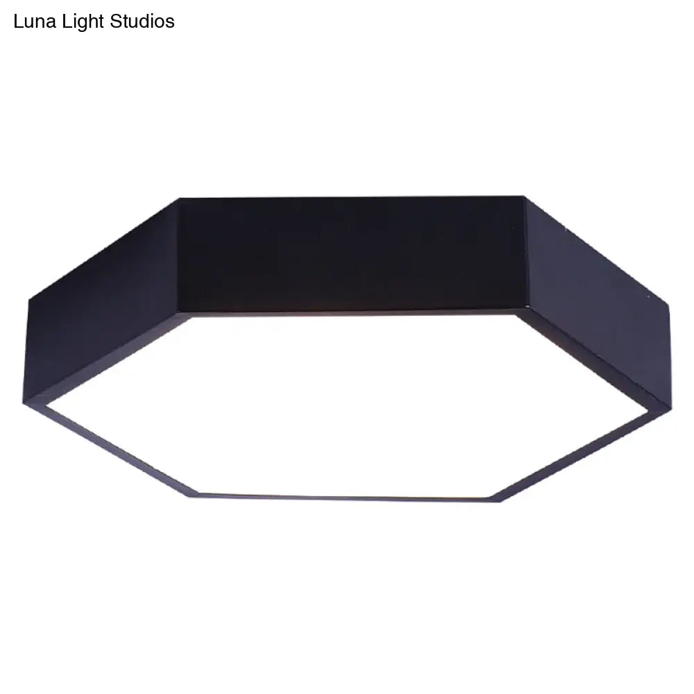 Minimalist Hexagon Flush Mount Ceiling Light Fixture With Acrylic Finish - 1 Black / 16 White