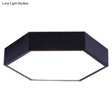 Minimalist Hexagon Flush Mount Ceiling Light Fixture With Acrylic Finish - 1 Black / 16 White