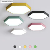 Minimalist Hexagon Flush Mount Ceiling Light Fixture With Acrylic Finish - 1