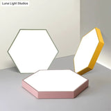 Minimalist Hexagon Flush Mount Ceiling Light Fixture With Acrylic Finish - 1