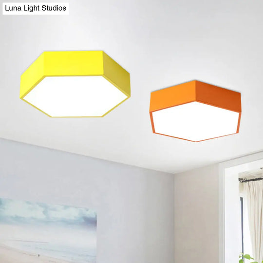 Minimalist Hexagon Led Flush Mount Ceiling Light For Nursery - Acrylic Finish