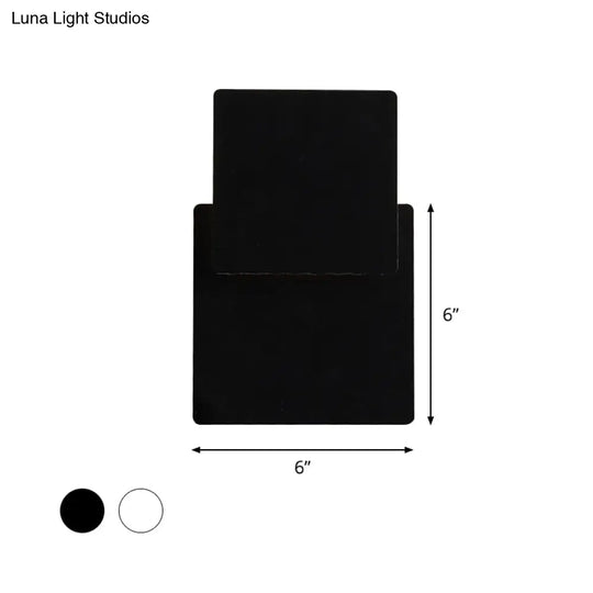 Minimalist Iron Movable Shade Square Wall Lamp - Black/White Led Sconce Lighting In Warm/White Light