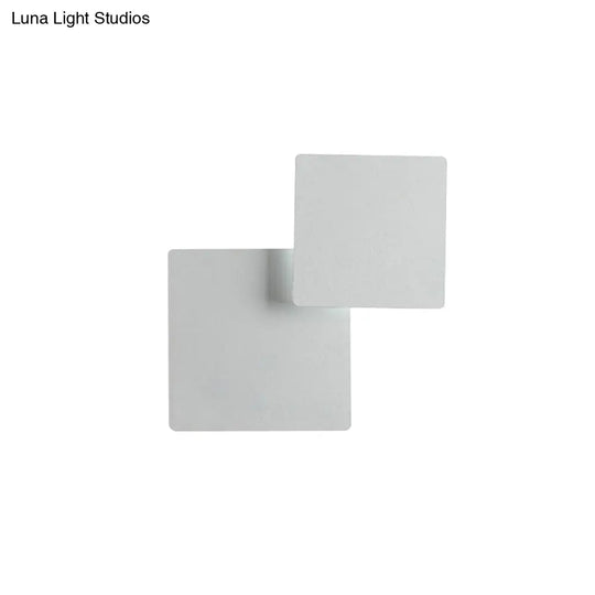 Minimalist Iron Movable Shade Square Wall Lamp - Black/White Led Sconce Lighting In Warm/White Light