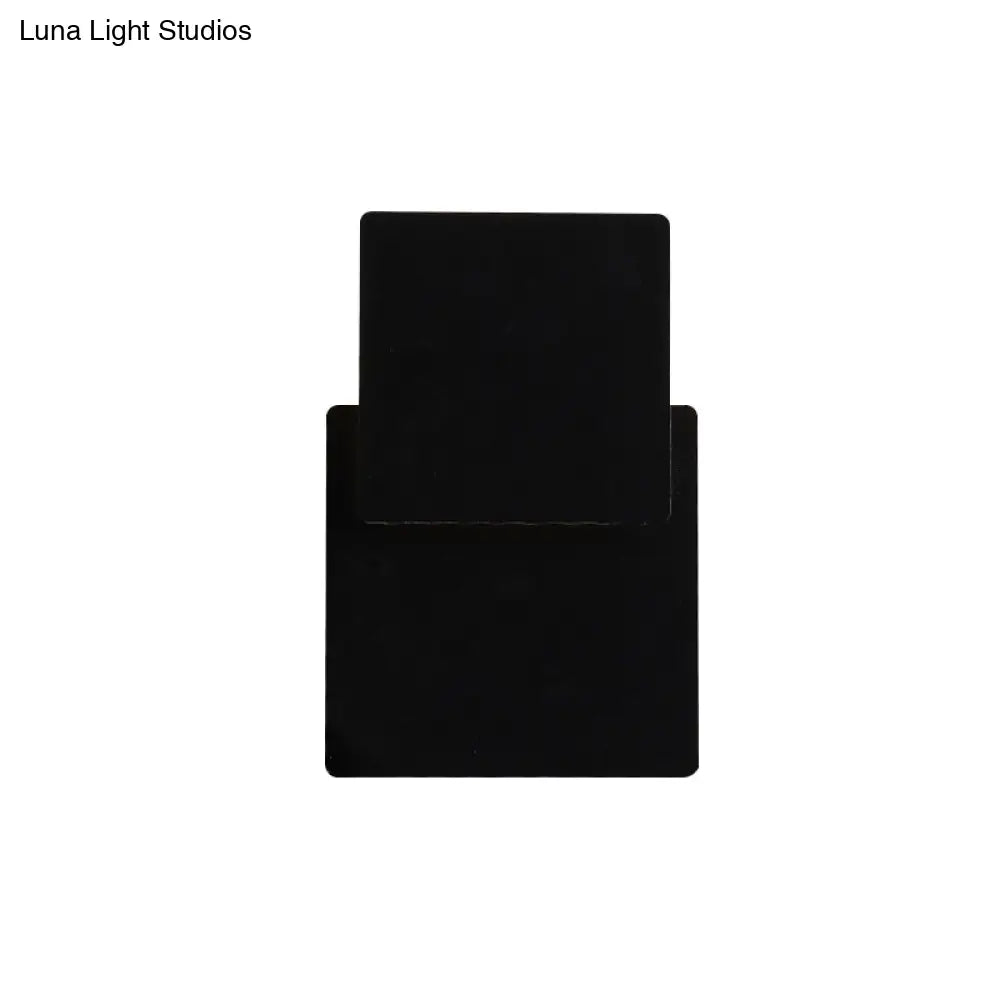 Minimalist Iron Movable Shade Square Wall Lamp - Black/White Led Sconce Lighting In Warm/White Light