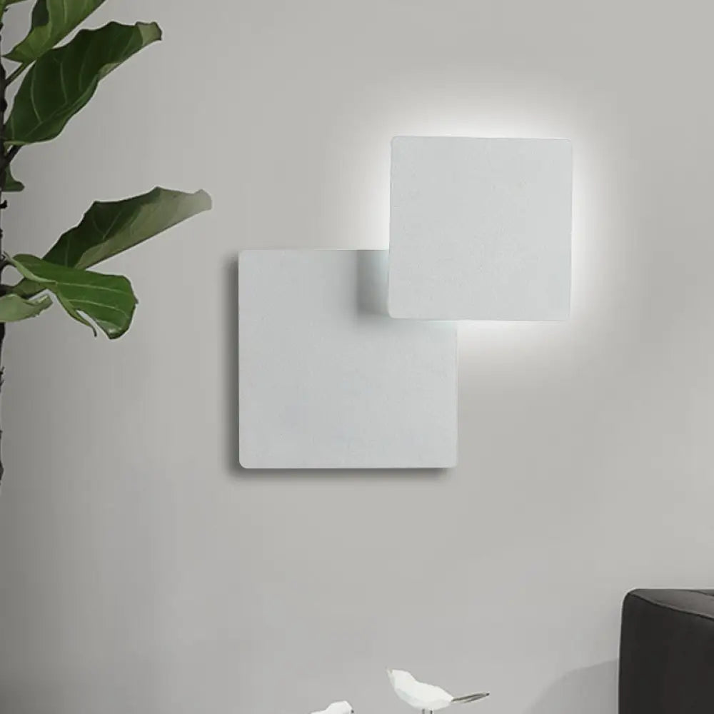 Minimalist Iron Movable Shade Square Wall Lamp - Black/White Led Sconce Lighting In Warm/White Light