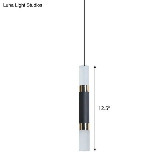 Minimalist Iron Tube Bedside Pendant Light - 10’/12’/12.5’ High Led Hanging Black Finish Warm/White