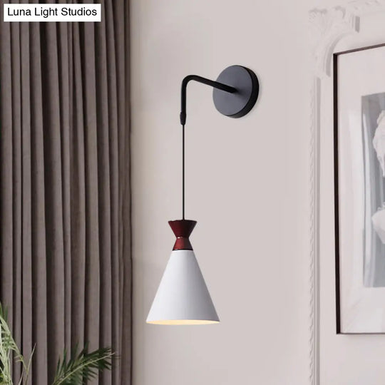 Minimalist Iron Wall Sconce With Conical Design - 1 Head Black/Grey/White Mount