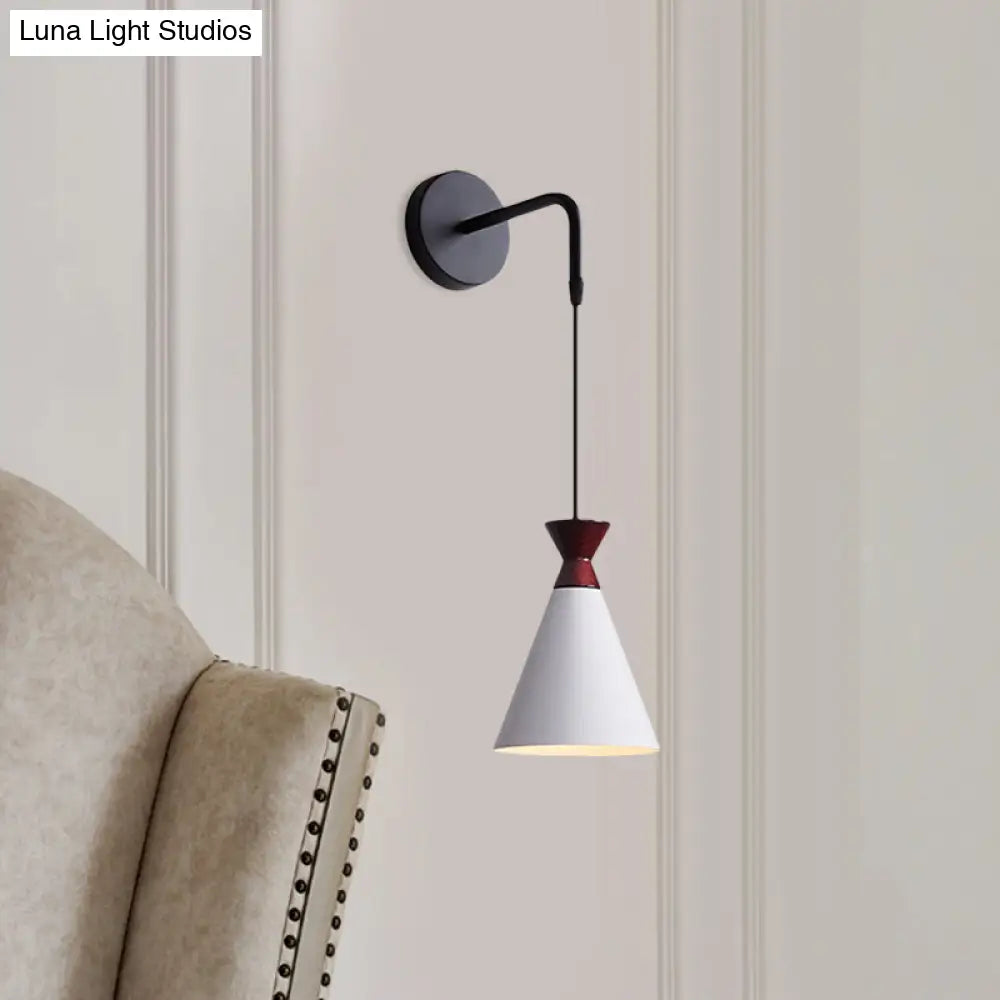 Minimalist Iron Wall Sconce With Conical Design - 1 Head Black/Grey/White Mount