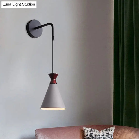 Minimalist Iron Wall Sconce With Conical Design - 1 Head Black/Grey/White Mount