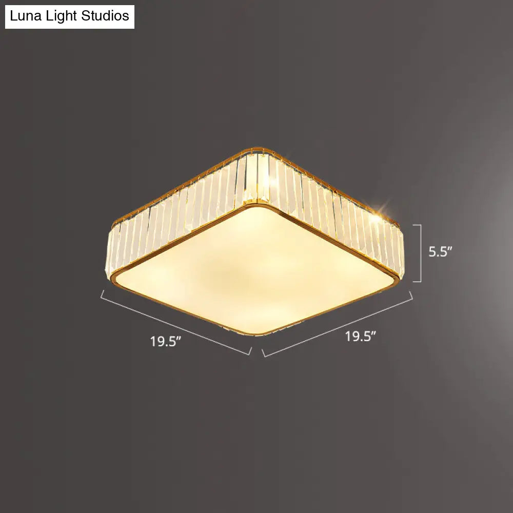 Minimalist K9 Crystal Square Flush Mount Ceiling Light Fixture For Bedroom Gold / 19.5