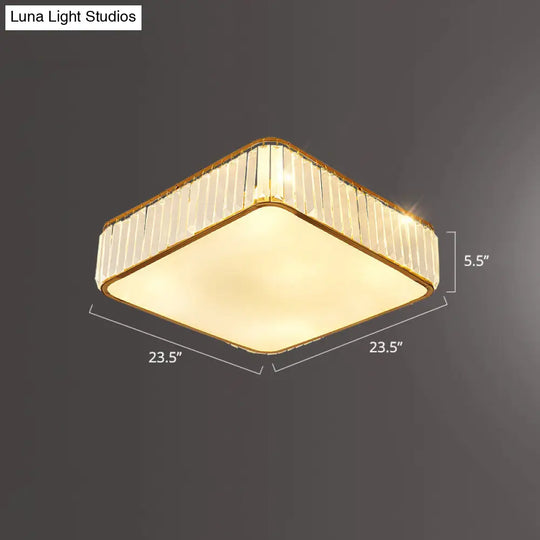 Minimalist K9 Crystal Square Flush Mount Ceiling Light Fixture For Bedroom Gold / 23.5