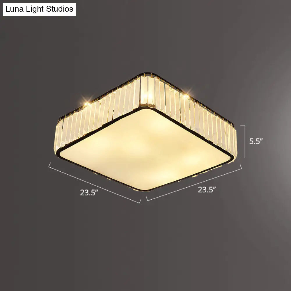 Minimalist K9 Crystal Square Flush Mount Ceiling Light Fixture For Bedroom Black / 23.5