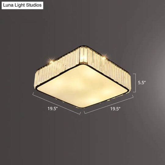 Minimalist K9 Crystal Square Flush Mount Ceiling Light Fixture For Bedroom Black / 19.5