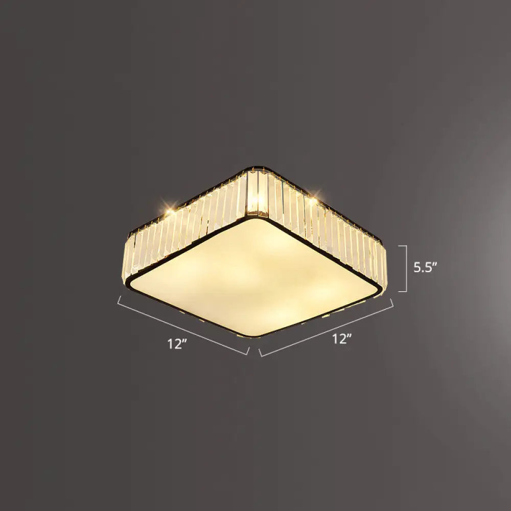 Minimalist K9 Crystal Square Flush Mount Ceiling Light Fixture For Bedroom Black / 12’