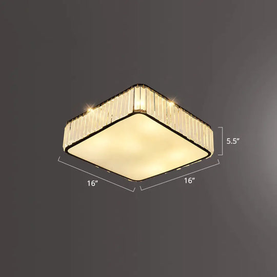 Minimalist K9 Crystal Square Flush Mount Ceiling Light Fixture For Bedroom Black / 16’