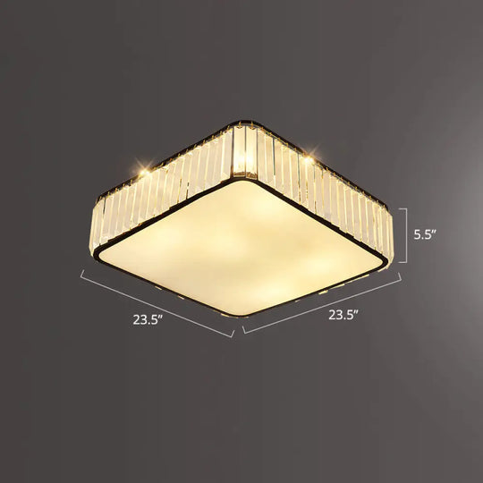 Minimalist K9 Crystal Square Flush Mount Ceiling Light Fixture For Bedroom Black / 23.5’