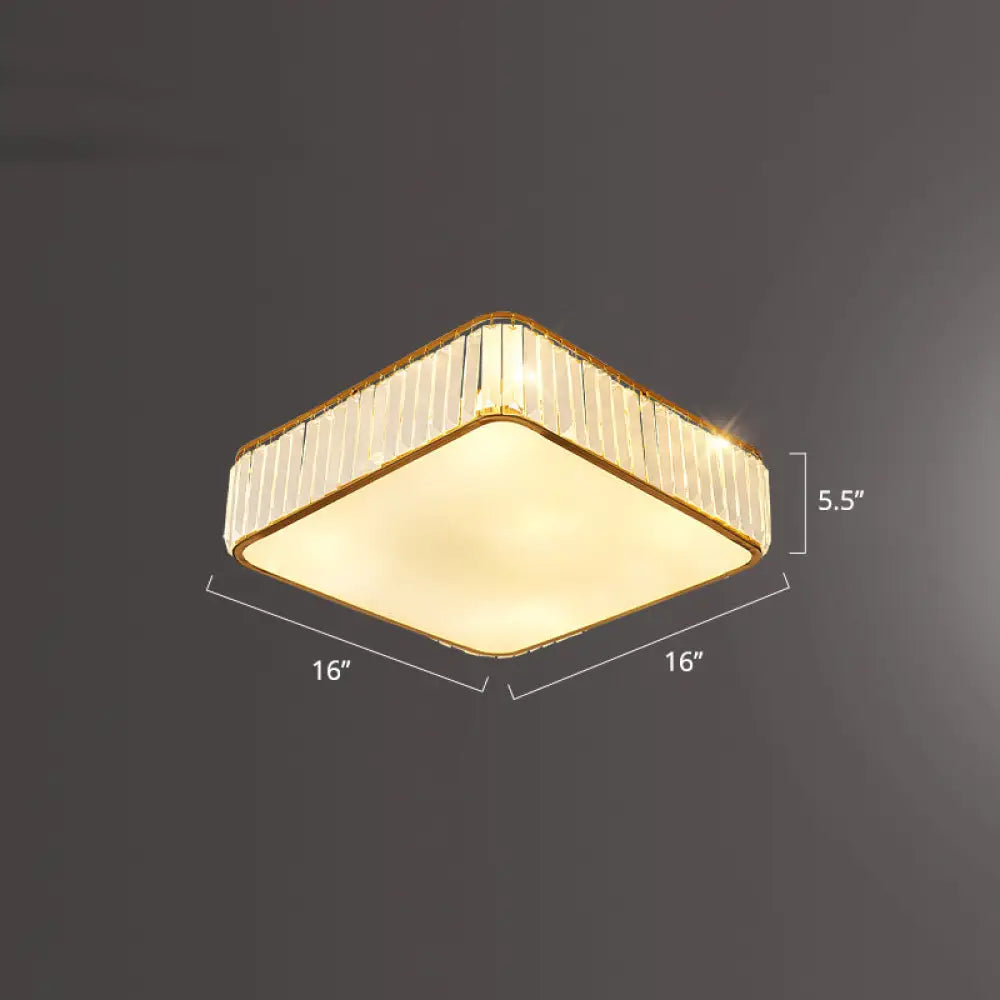 Minimalist K9 Crystal Square Flush Mount Ceiling Light Fixture For Bedroom Gold / 16’