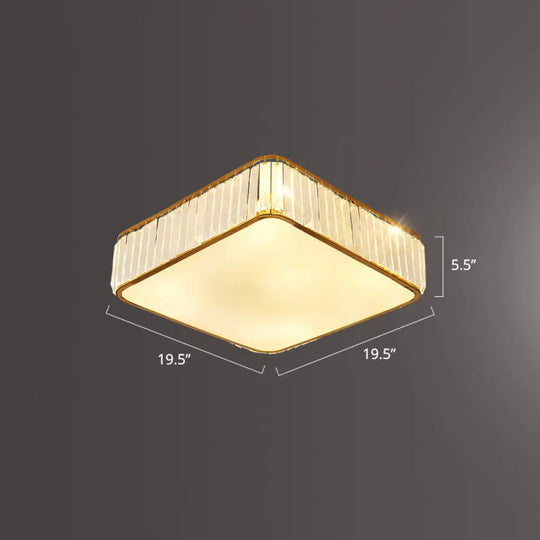 Minimalist K9 Crystal Square Flush Mount Ceiling Light Fixture For Bedroom Gold / 19.5’