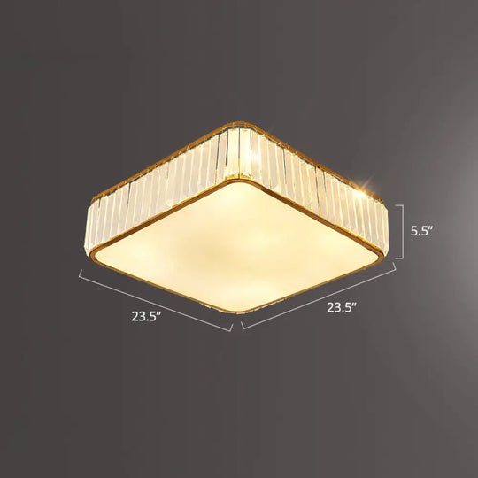 Minimalist K9 Crystal Square Flush Mount Ceiling Light Fixture For Bedroom Gold / 23.5’