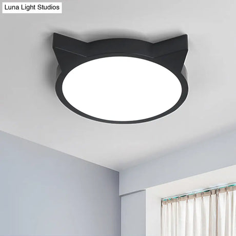 Minimalist Kitty Led Flushmount Ceiling Light For Kids’ Bedroom - Acrylic Flush Mount