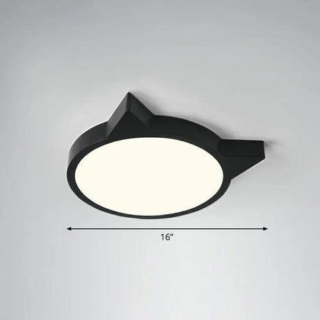 Minimalist Kitty Led Flushmount Ceiling Light For Kids’ Bedroom - Acrylic Flush Mount Black /