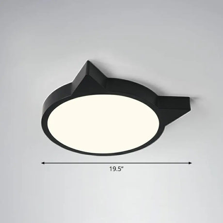 Minimalist Kitty Led Flushmount Ceiling Light For Kids’ Bedroom - Acrylic Flush Mount Black /