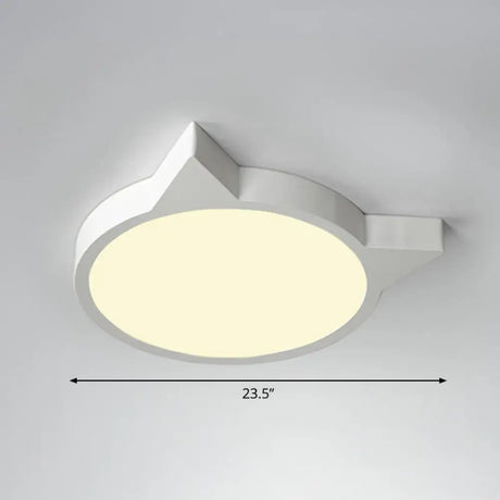 Minimalist Kitty Led Flushmount Ceiling Light For Kids’ Bedroom - Acrylic Flush Mount White /